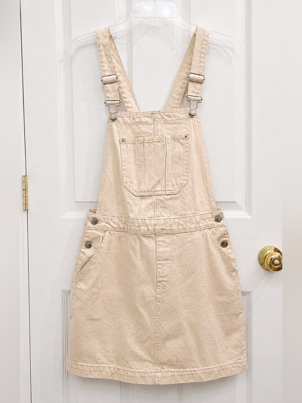 Primark Denim Co Cream Denim Overall Pinafore Mini Dress US 8